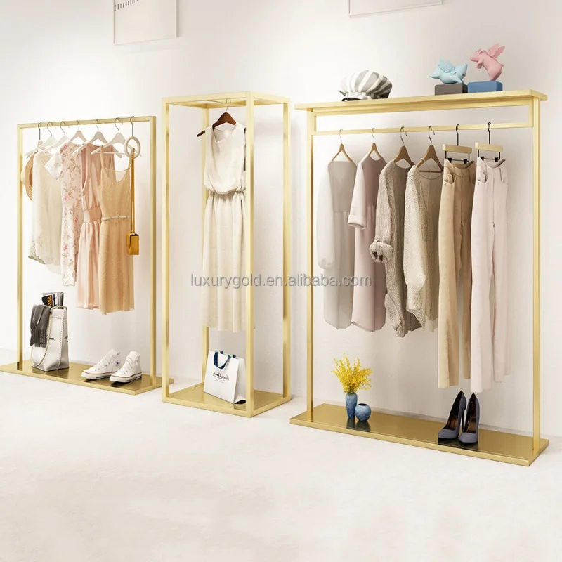 Op Maat. Custom Kleding Stand Metal Boutique Rvs Commerciële Kleding Display Rekken Plank Voor Kleding Winkel