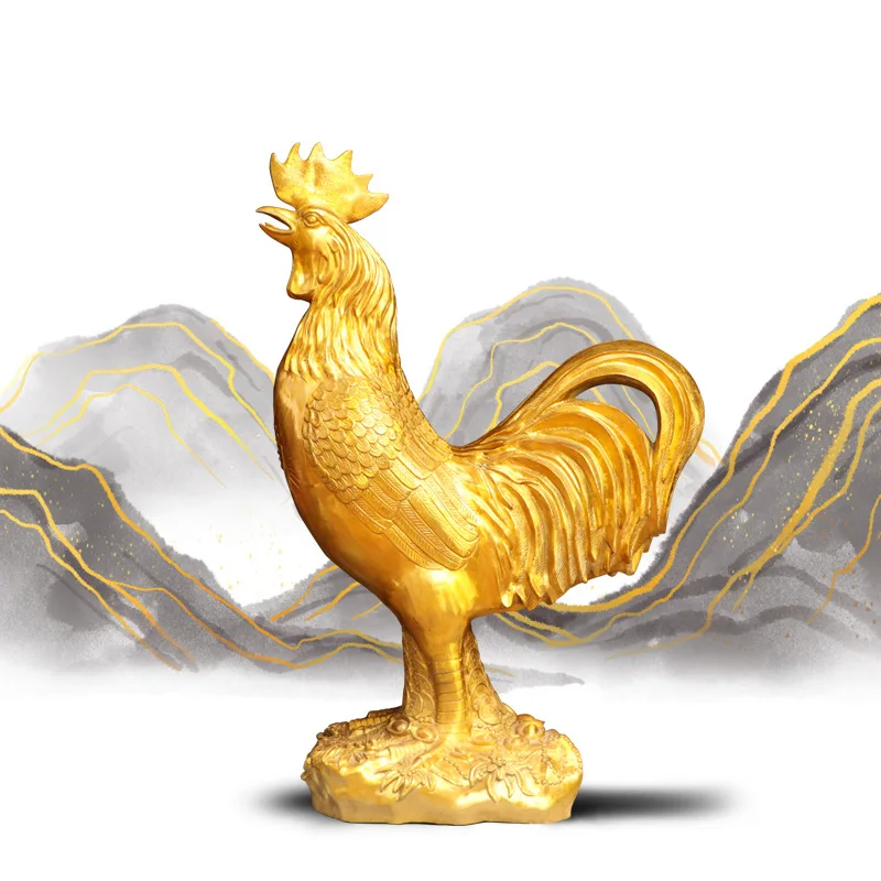 Copper Money Rooster Copper Zodiac Golden Rooster statue