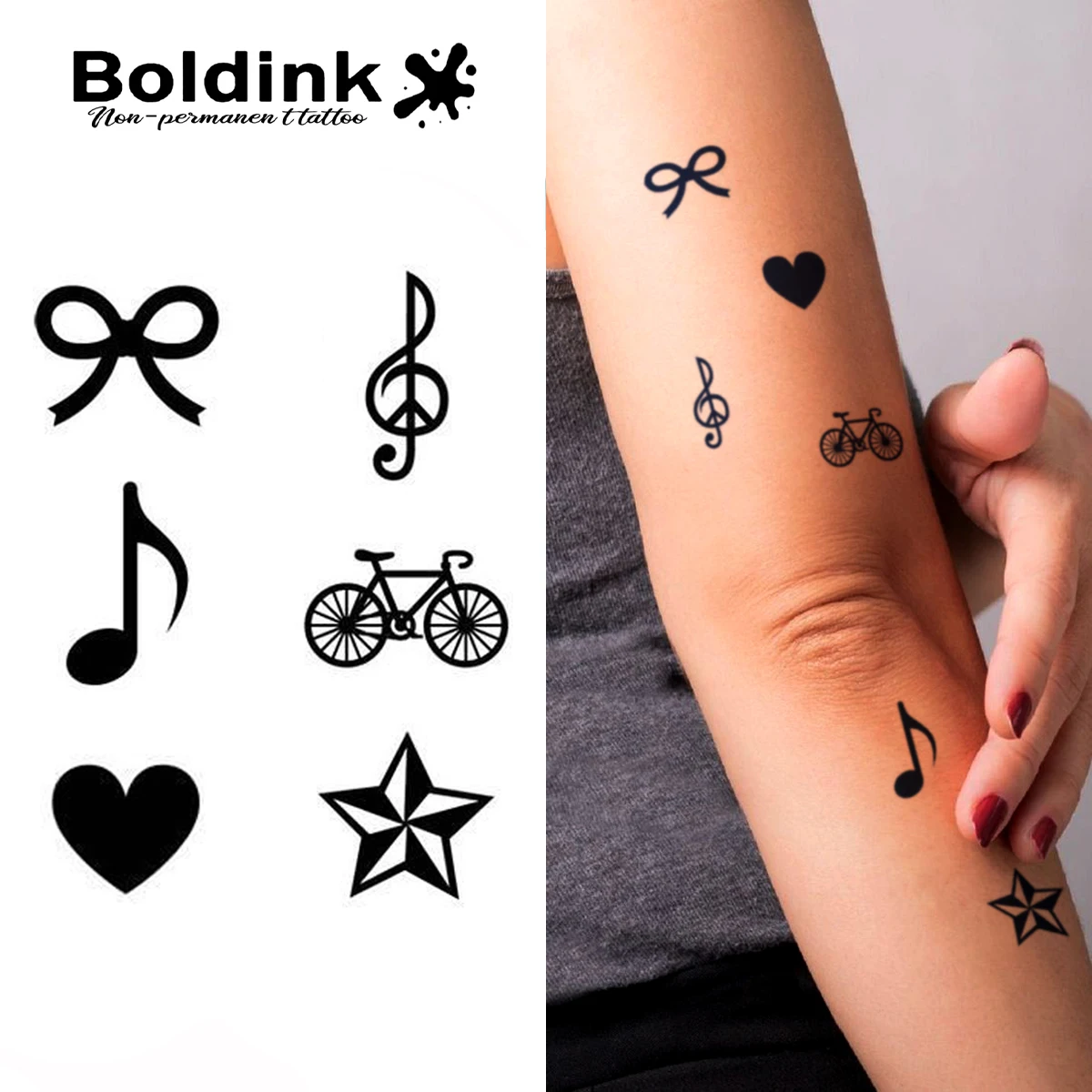 

Melody & Motion Boldink Temporary Tattoo,Lasts To 15 Days New Technology Magic Waterproof Semi Permanent Sticker.