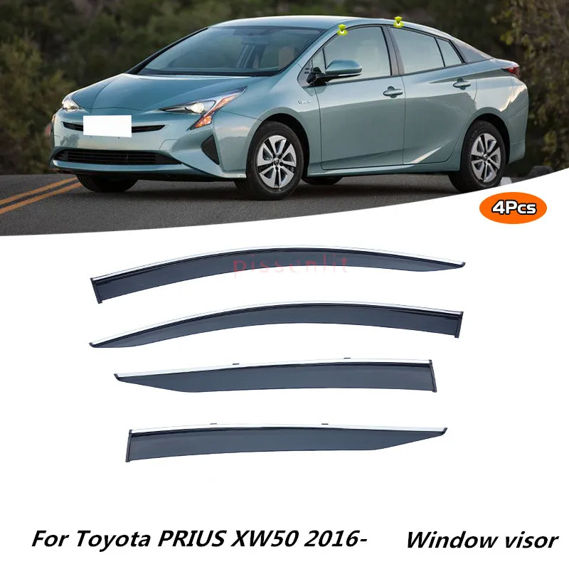 

For Toyota PRIUS XW50 2016-2021 Chrome Window Trim Accessories Rear Window Roof Sun Rain Shade Vent Visor Spoiler Wing Awnings