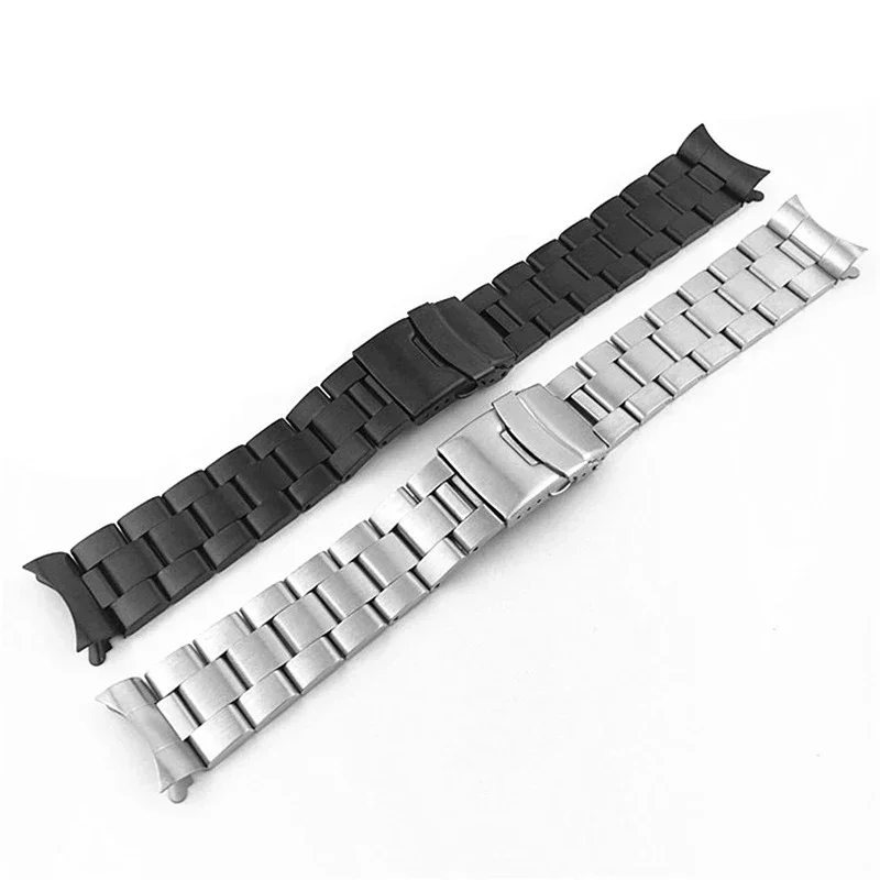 Horloge Bnad Duiken Horloge Met Gebogen Stalen Massief Dubbele Veiligheidssluiting 20 22Mm Band Voor Seiko Casio Armani Tissot Burger Horloge