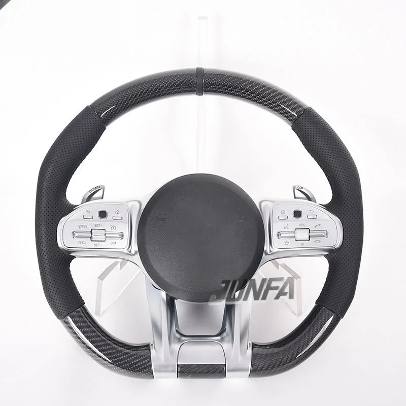 Custom Gloss Carbon Fiber Leather Steering Wheel For Benz B C E Class GLA GLC GLE CLA AMG