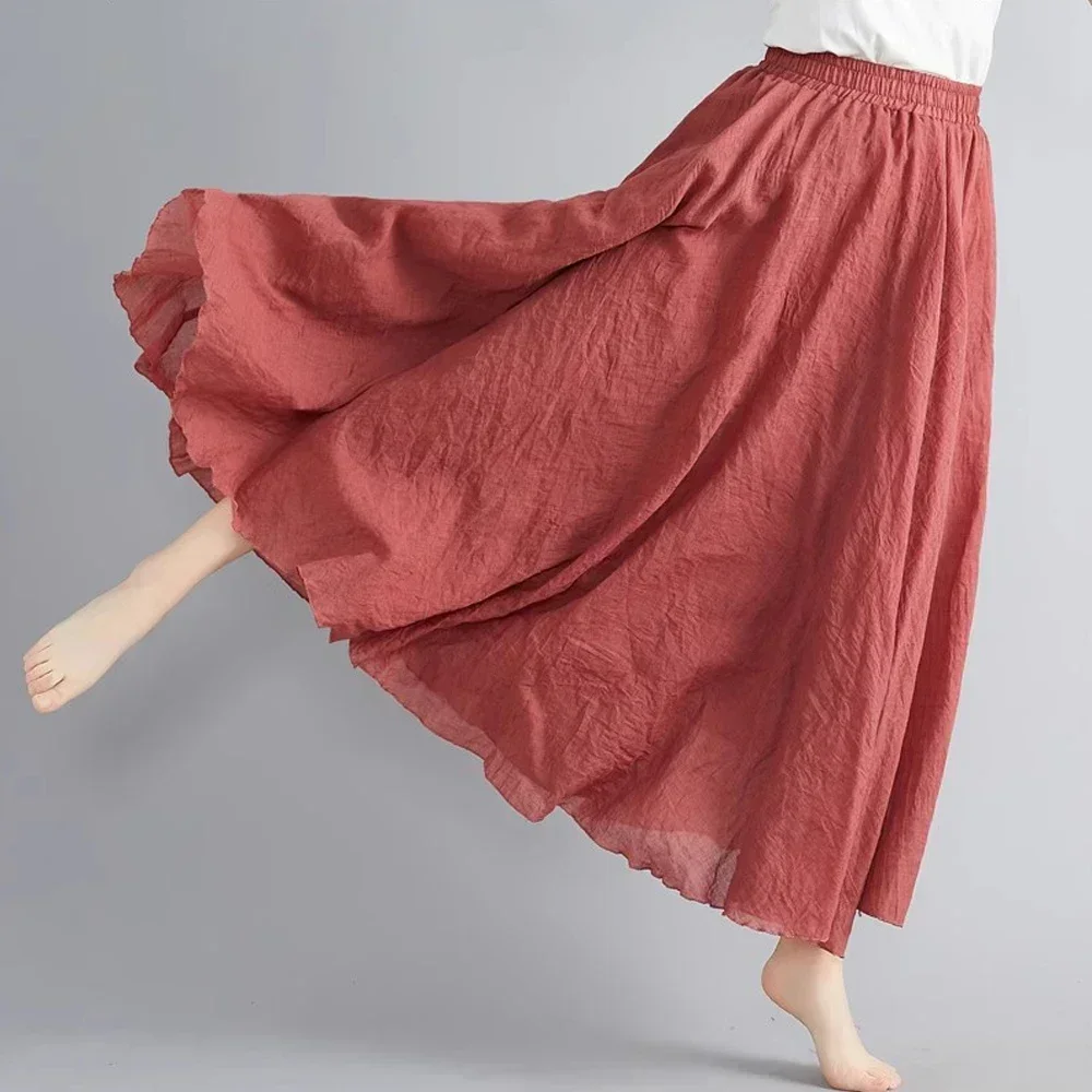 Dance Performance Skirt Women A-line Pleated Elastic Waist Midi Skirt in Grey Black White Pink Blue Green for Girls Midi Skirts