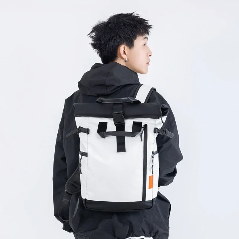 Unisex Modischer Minimalistischer Großraum-Wasserdichter Rucksack Tragbare College-Schultasche Trendiger Designer-Rucksack für Männer – Detail 14