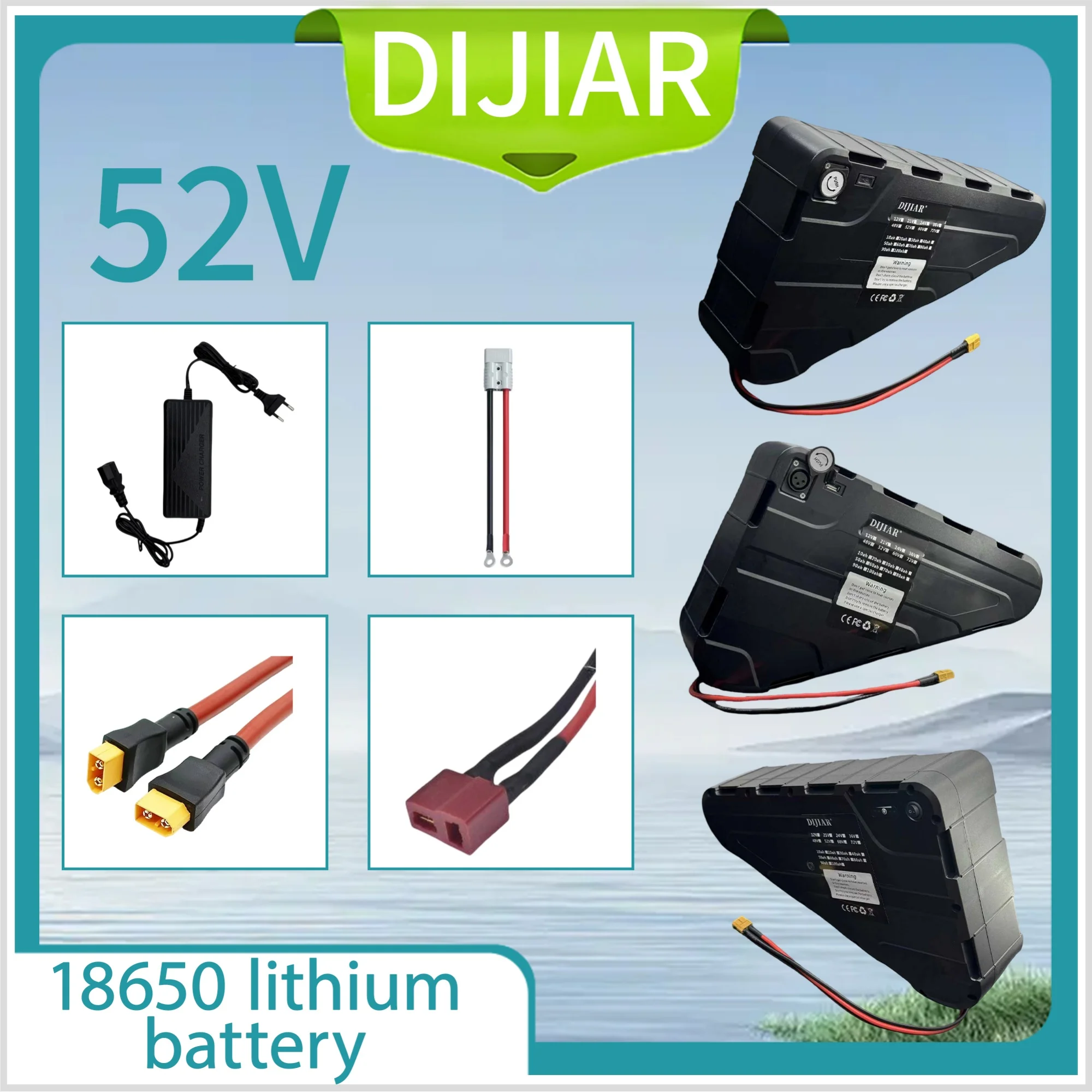 

18650 Hailong Triangle Battery 52V20AH-60AH Large Capacity, Built in BMS Protection, Airfreight, Application 500W-2000W