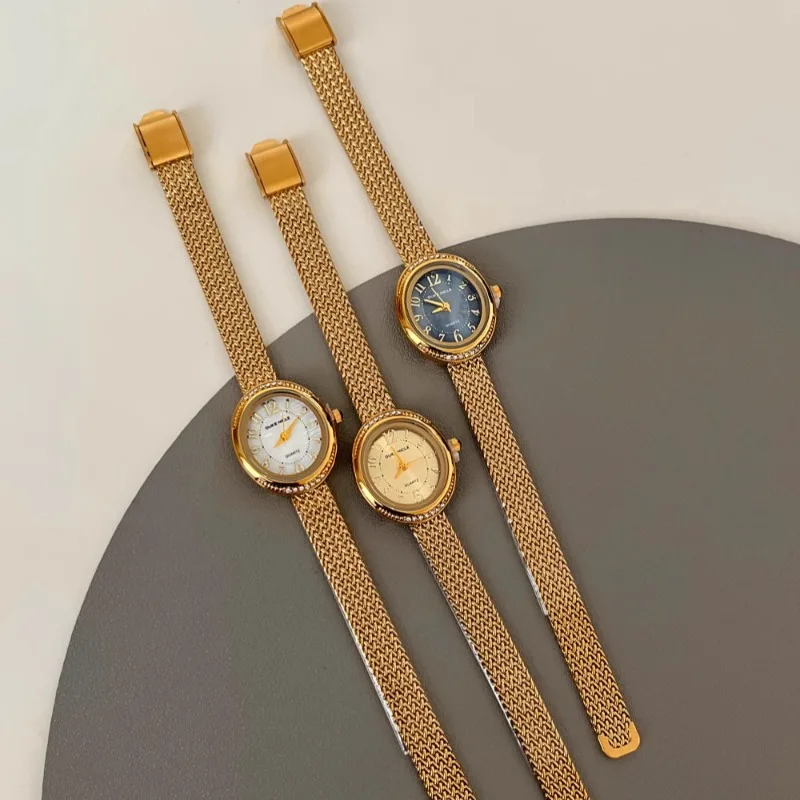 Vintage Women's Quartz Watch Luxury Gold Digital Clock Stainless Steel Women's Watch Delicate Bracelet relojes de mujer