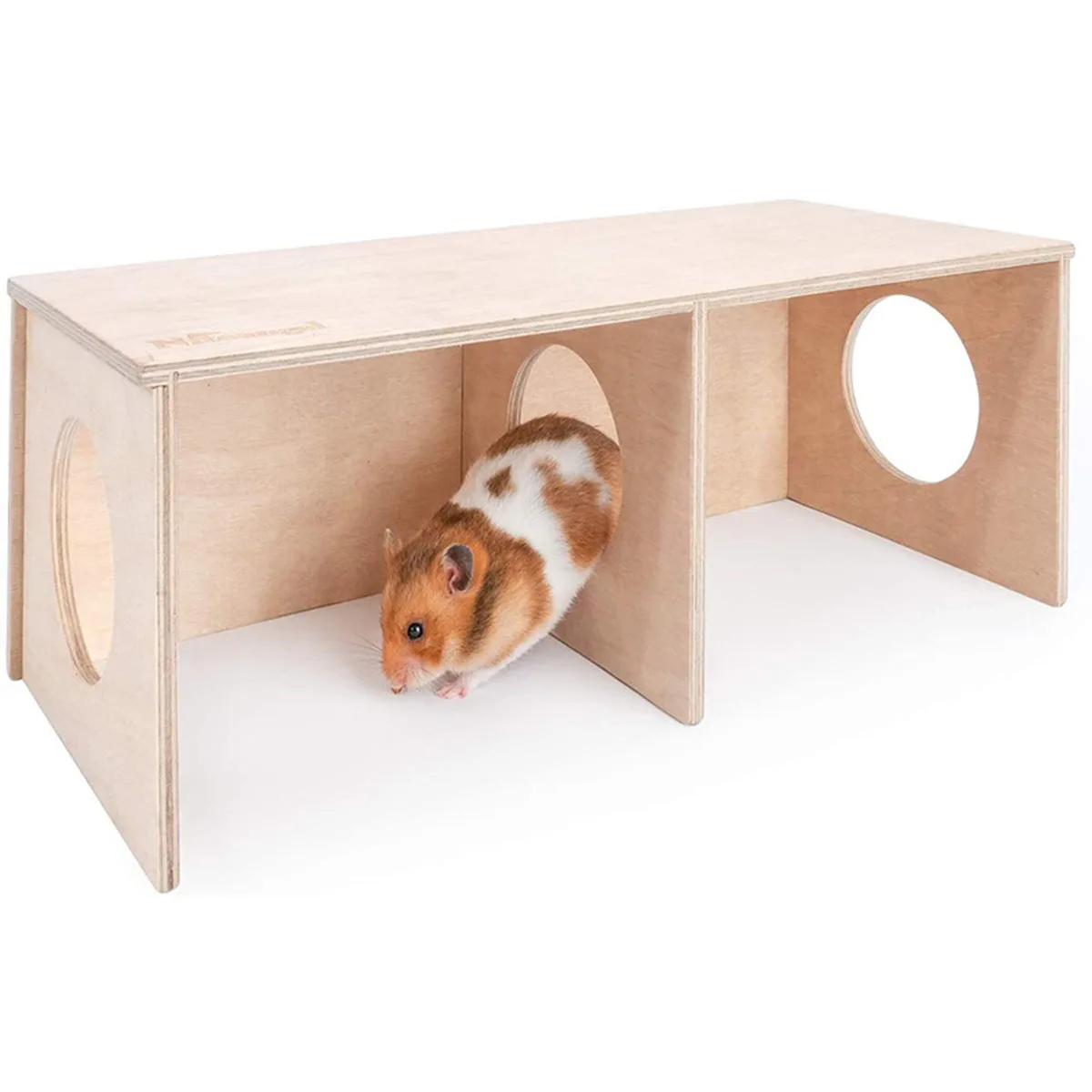 1pc Solid Wood Hideaway House, For Hamster Squirrel, Small Pet Aquascape Toys,  Small Animal Cage Accessories