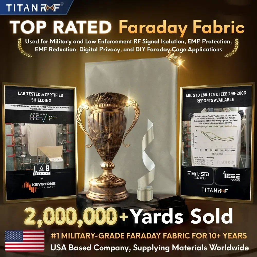 TitanRF Faraday Fabric Pro Shielding Material 6 Yards Conductive Cloth Blocks WiFi Cell Signal