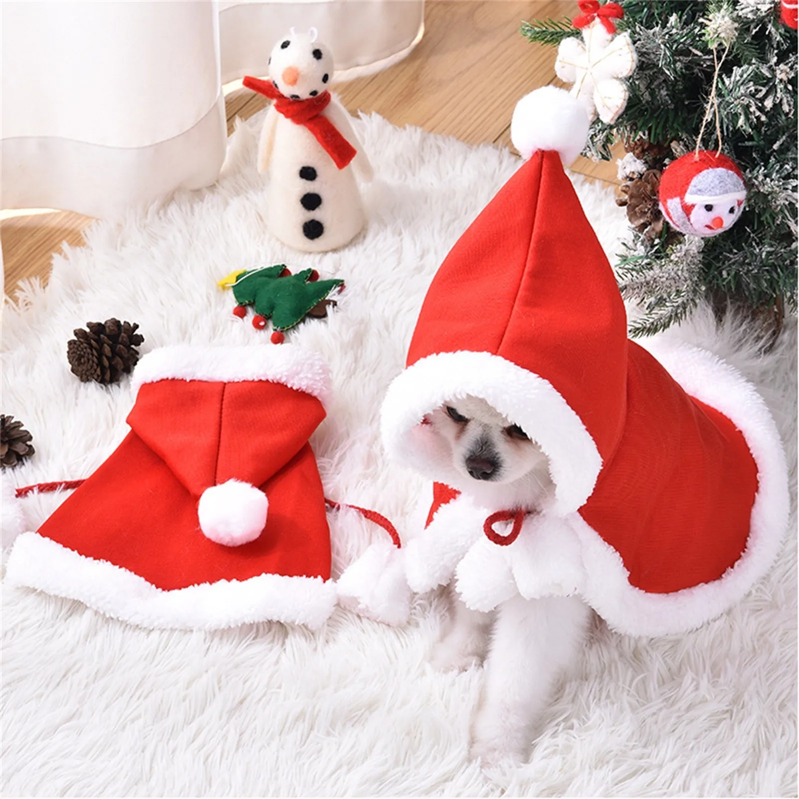 Pet clothes Pet Christmas Costume Cape With Hat Santa Claus Cloak For Cats And Small Dogs Little Red Riding Hood cape clothing