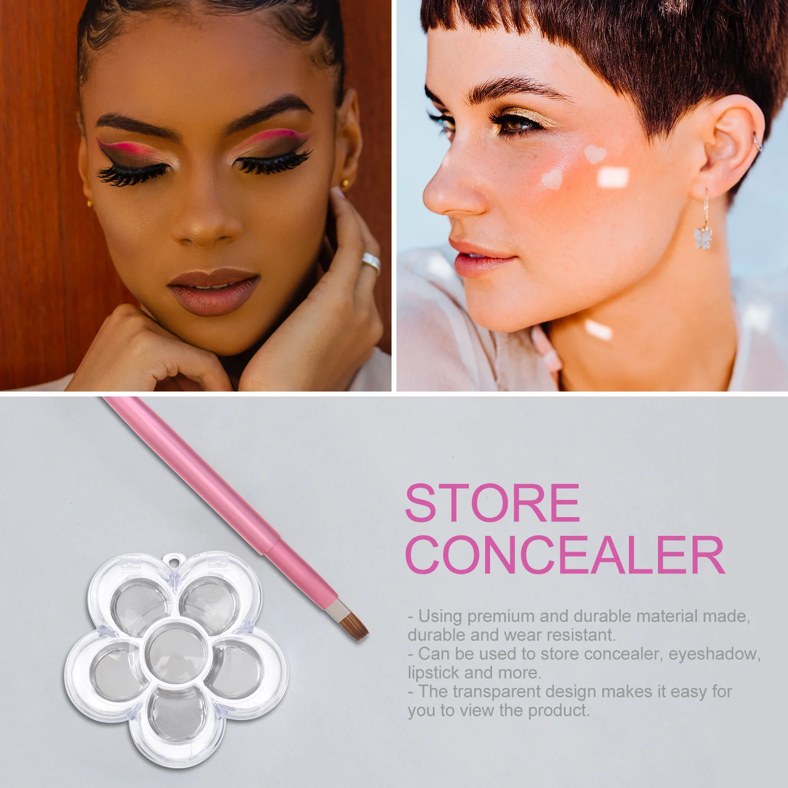 8개 메이크업 서브 포장 상자 6칸 투명 리필 가능 용기 아이섀도우 블러셔 립스틱 여행용 DIY