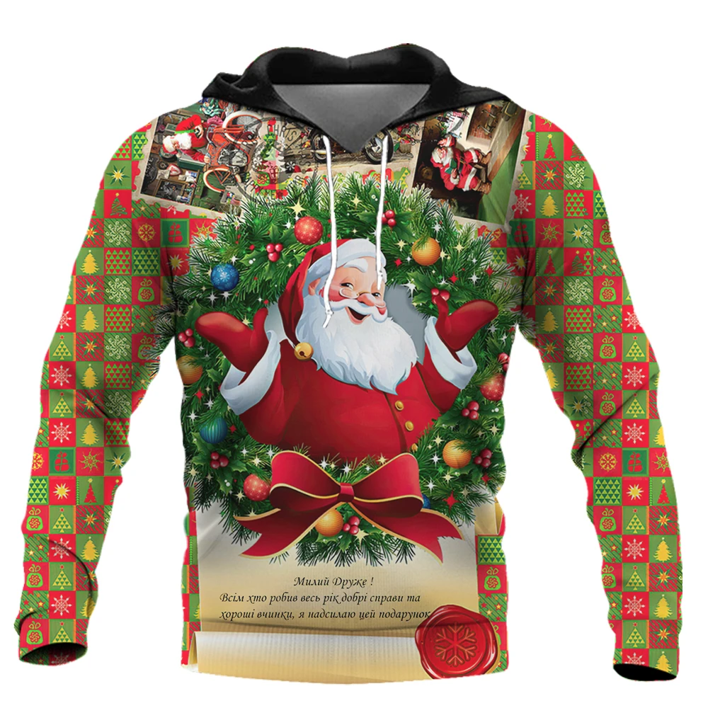 

Fashion Santa Claus Printed Hoodies For Men Hip Hop Trend Harajuku Oversized Sweatshirts Children X'mas Clothing Autumn Pullover