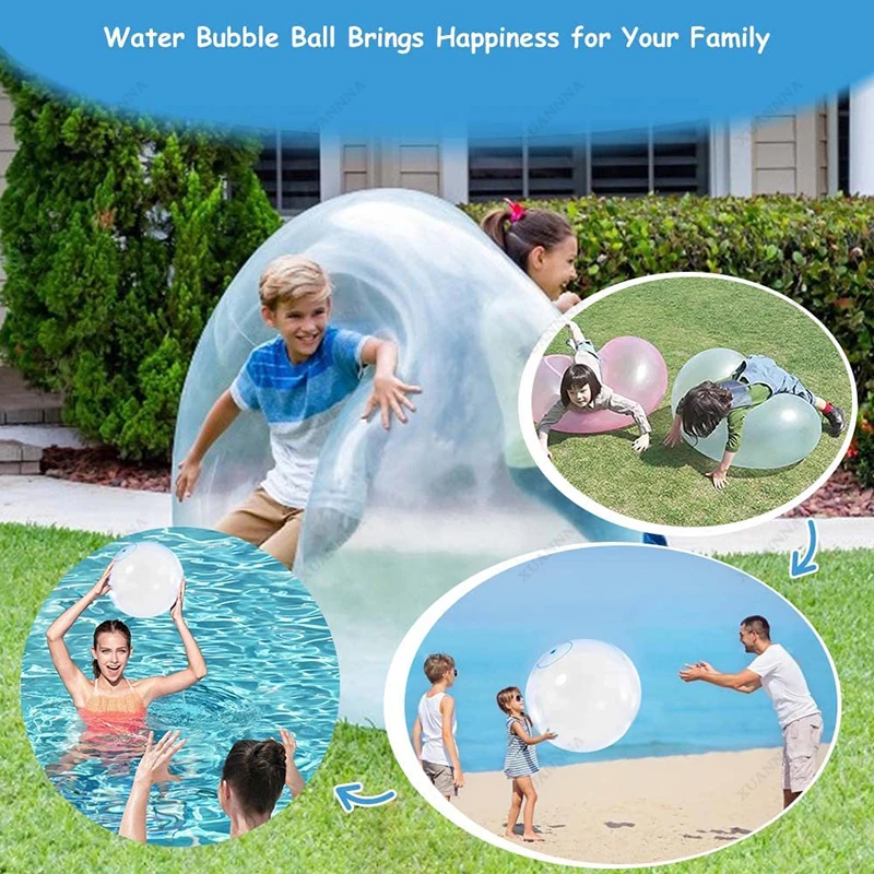 Bola de burbujas de gran tamaño colorida para niños, Bola de burbujas de aire suave llena de agua, bola inflable de diversión al aire libre, Bola de agua transparente, regalos para niños