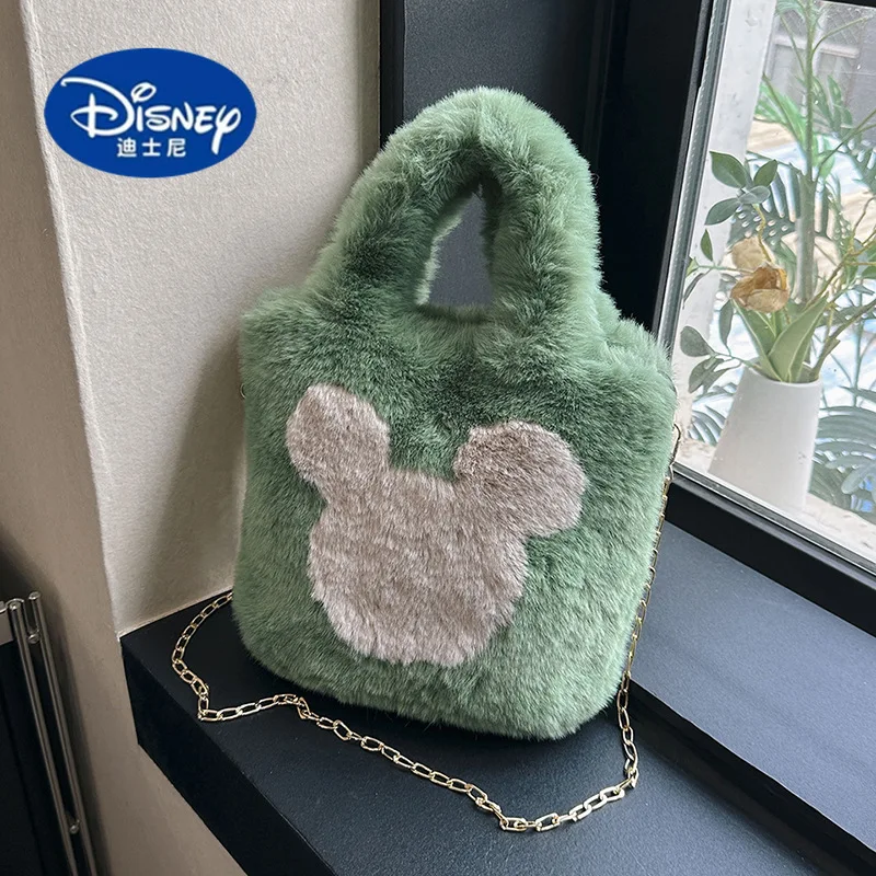 حقيبة كتف ديزني الجديدة ميكي ماوس القطيفة - حقيبة فروي لطيفة مع حزام سلسلة قابل للفصل، حقيبة كروس متعددة الاستخدامات للاستخدام اليومي #6