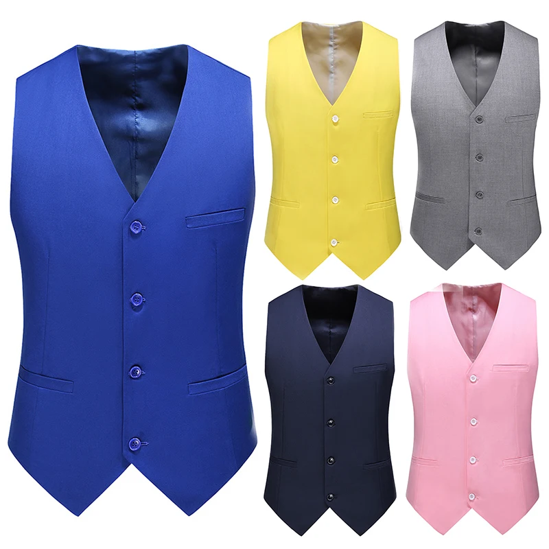 Vest for Men 17 Colors Solid Color Slim Single Breasted Waistcoat Business Fashion Casual High Quality Men Clothing Suit Vests