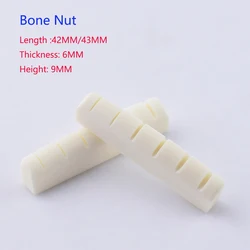 1 Piece Real Slotted  Bone Nut For Folk  Acoustic Guitar / Electric Guitar   42MM/43MM*6MM*9MM