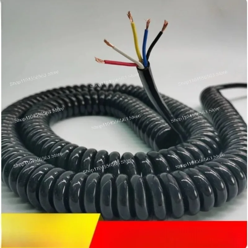 3 Core Spiral Spring Electric Cable 0.5sqmm Retractable Black Power Extension Cord 2.5M 5M 7.5M