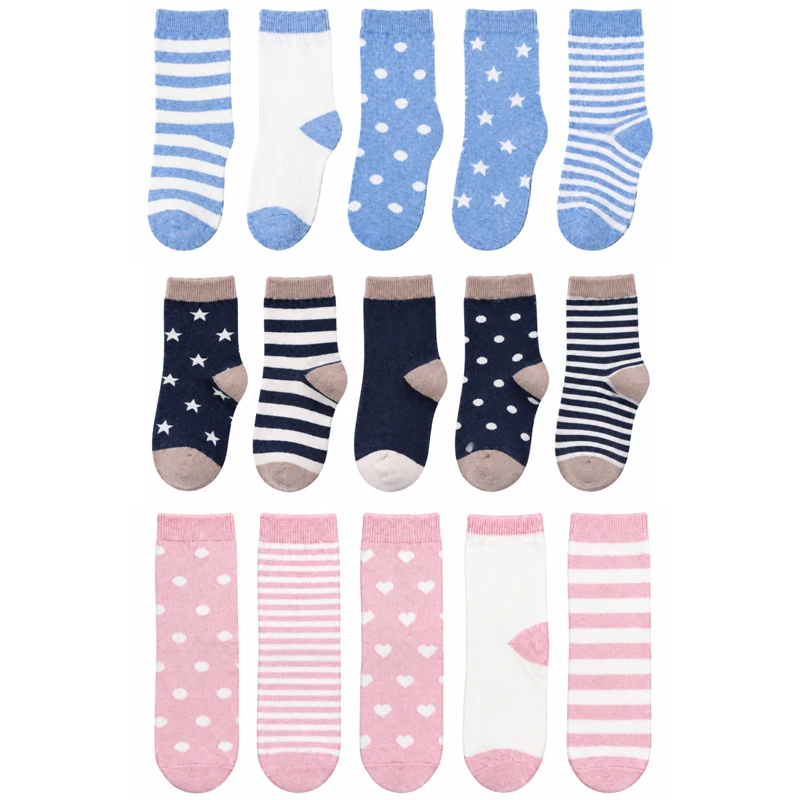 5 Pairs Cotton Kids Stripe Socks Baby Dot Pattern Spring Autumn Comfortable Breathable Children Socks For Boys And Girls