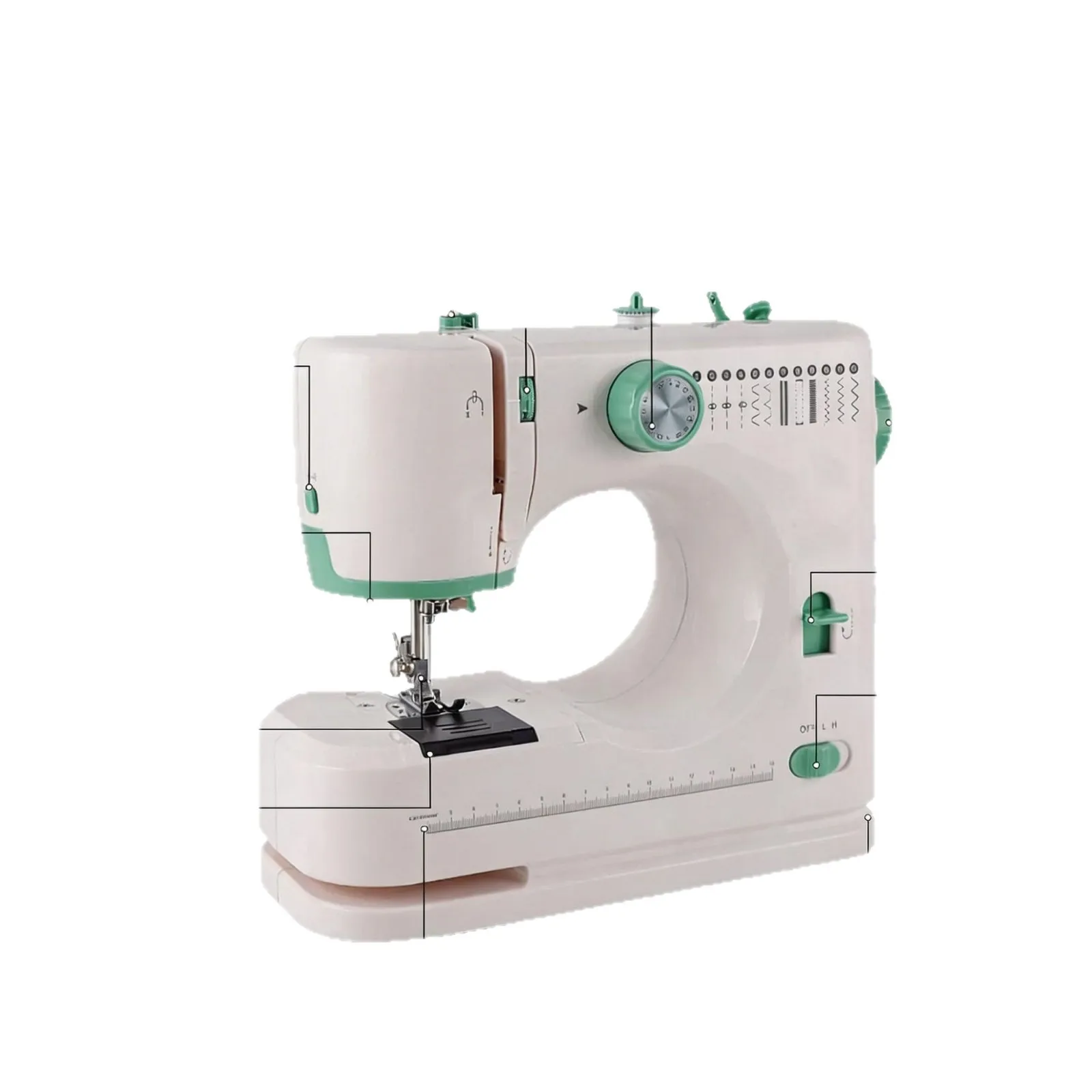 Portable Electric Sewing Machine with 12 Stitch Patterns, 4 Step Buttonhole, LED Light, Foot Pedal and Reverse Stitch for Home