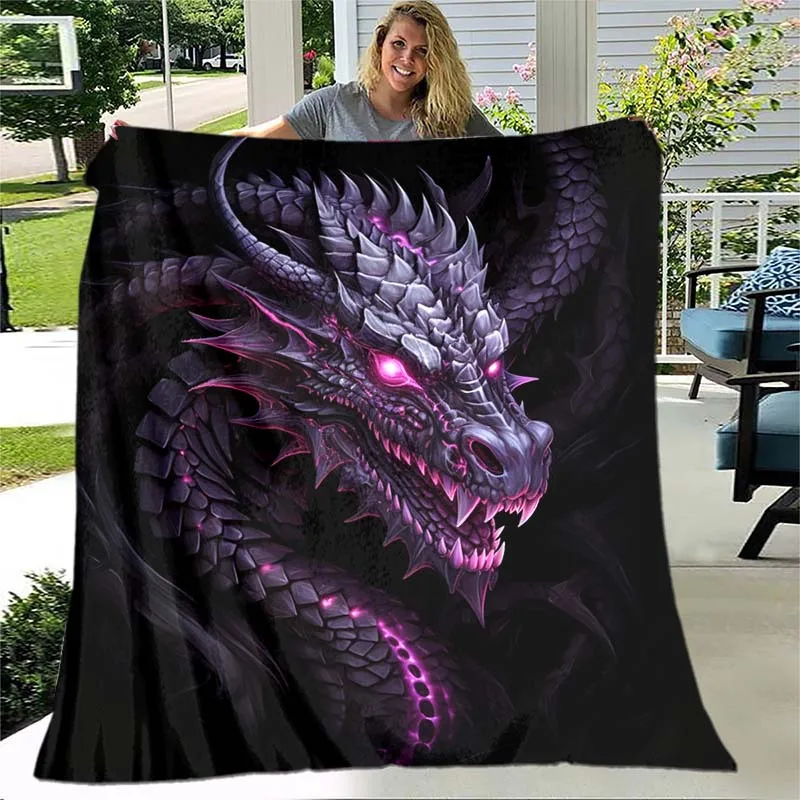 

1pc Purple Dragon Blanket Lightweight Flannel Blanket Throw Blanket For Sofa Bed Travel Camping, Livingroom Office Couch Chair