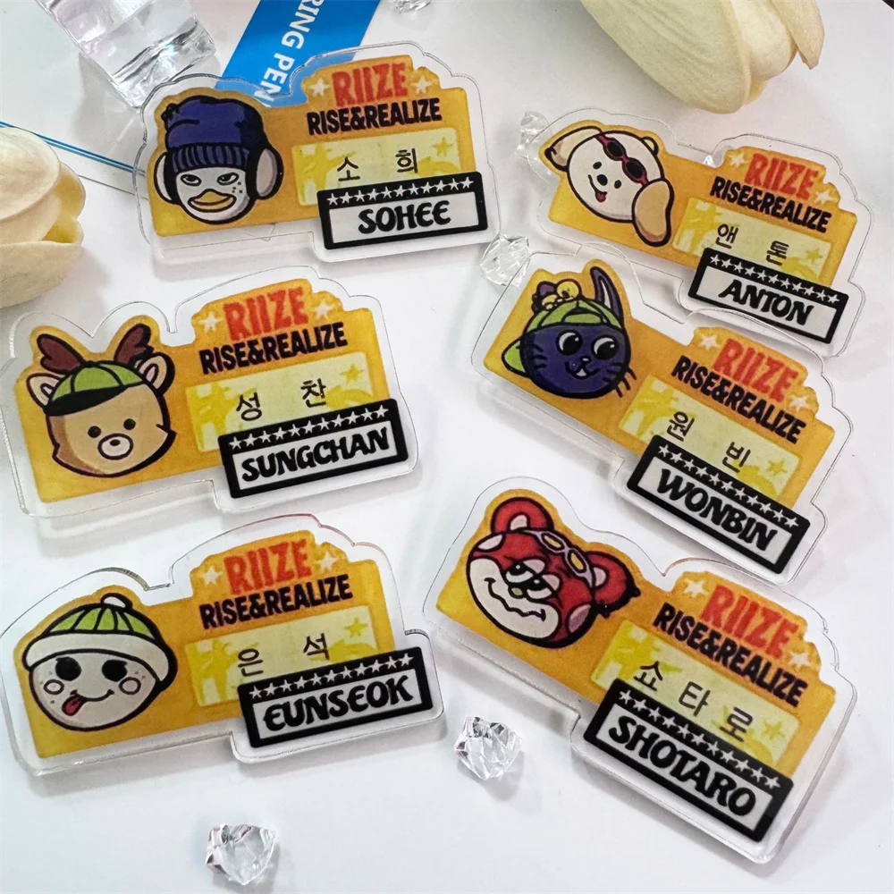 Kpop Riize Cartoon Cute Acrylic Chest Badges High Quality Transparent Acrylic Brooch Clothing Decoration WONBIN Anton Fans Gifts