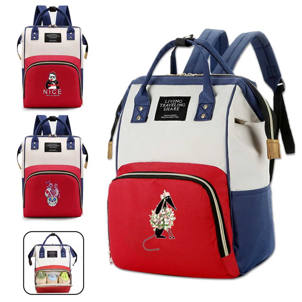 Mommy Bag Nappy Bags Storage Handbag Outdoor Travel Diaper and Bottle Storage Backpack Multi-function Tote Bag Color Printing