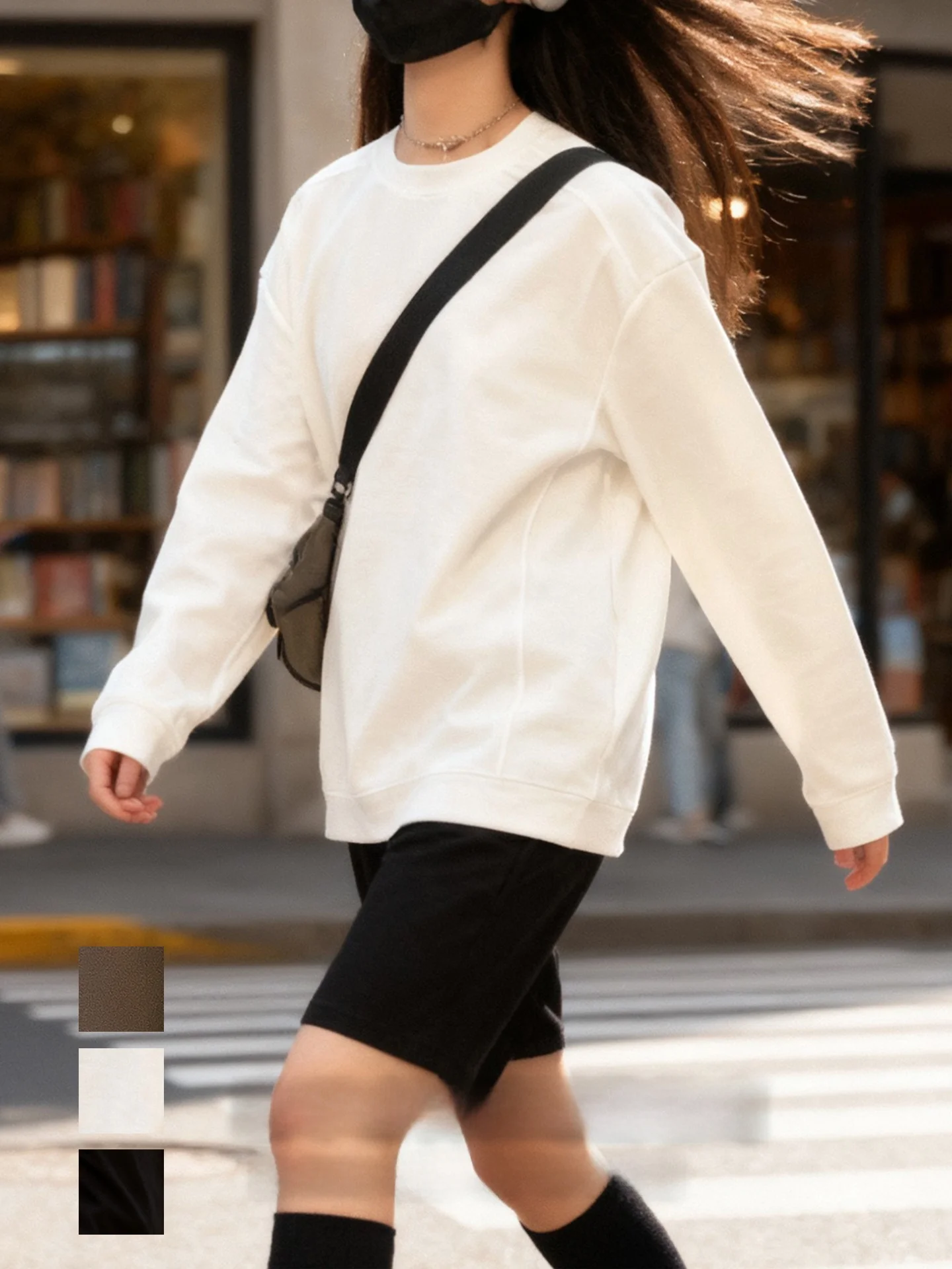 

Универсальный повседневный белый свитшот свободного кроя, плотный, с длинным рукавом, унисекс, для пар, комфортный, из смесового хлопка и полиэстера