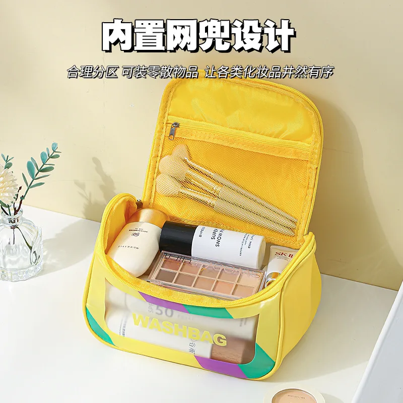 Portable Cosmetics Storage Outdoor Travel Portable Transparent Wash Bag PU Frosted Colorful Waterproof Storage Bag Makeup bag