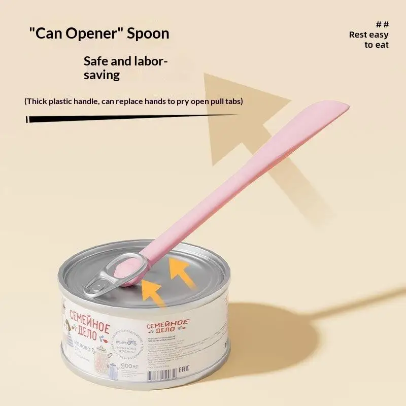 Multi-Purpose Pet Feeding Spoon With Can Opener Seal Cover Long Handle Used For Canned Food For Dogs And Cats