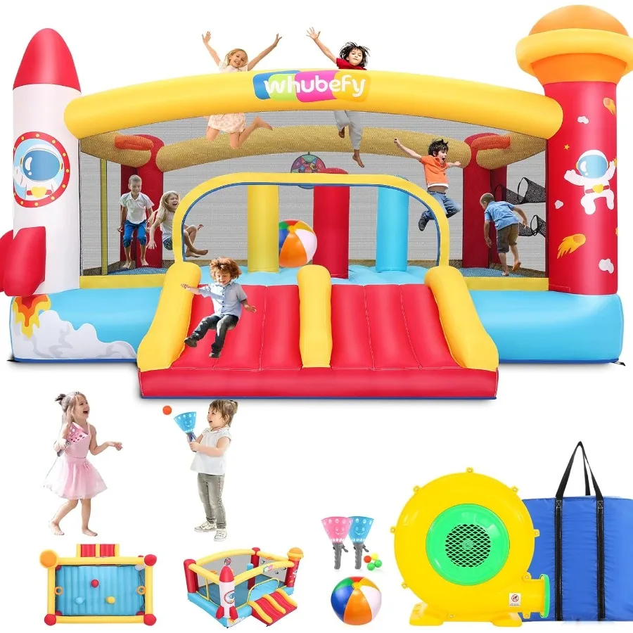 Springhuis voor grote kinderen 8-12, 13x11x9Ft springhuis met groot springgebied, hindernisbaan, springhuis met dubbele glijbanen, buiten