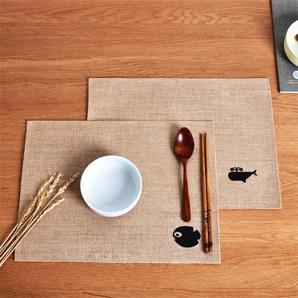 4 قطعة سميكة مقاوم للماء الجوت الجدول حصيرة العزل تحديد الموقع مستطيلة الغذاء تخدم حصيرة واقية غطاء طاولة طعام مكافحة تحرق
