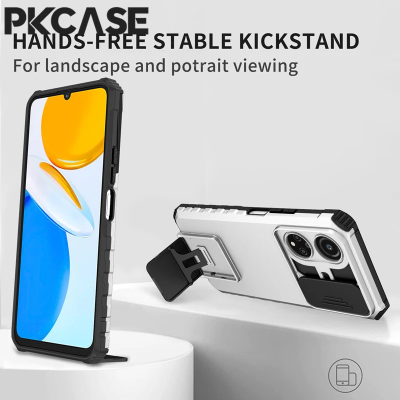 PKCASE Slide Camera Lens Case For Honor X9 5G X8 4G X7 X30 X30i Stand Push Window Cover For Honor Play 30 Plus Magic 4 Lite