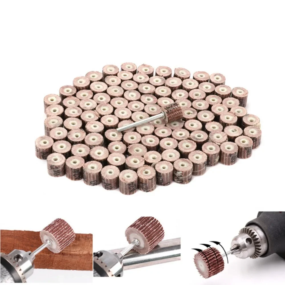 

100PCS Sanding Flap Set with 3mm Shank Grinding Wheel Head Sander Abrasive Tools Sandpaper Rust Removal for Dremel Rotary Tools