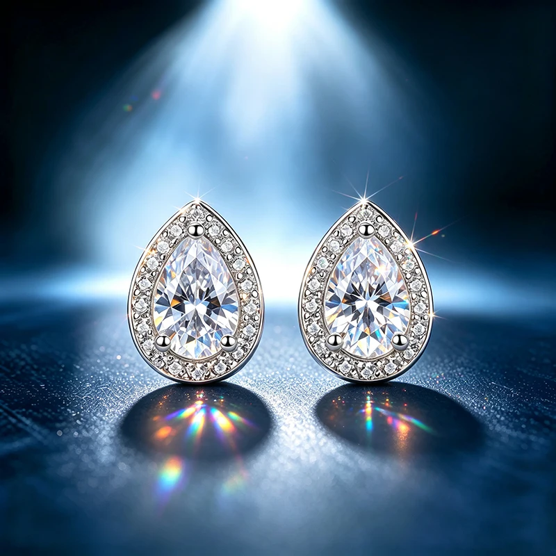 0,5-2ct D-Farbe VVS1 Herzschliff Moissanit Ohrstecker S925 Silber Halo-Fassung Ohrringe GRA-Zertifikat Edelschmuck – Detail 7