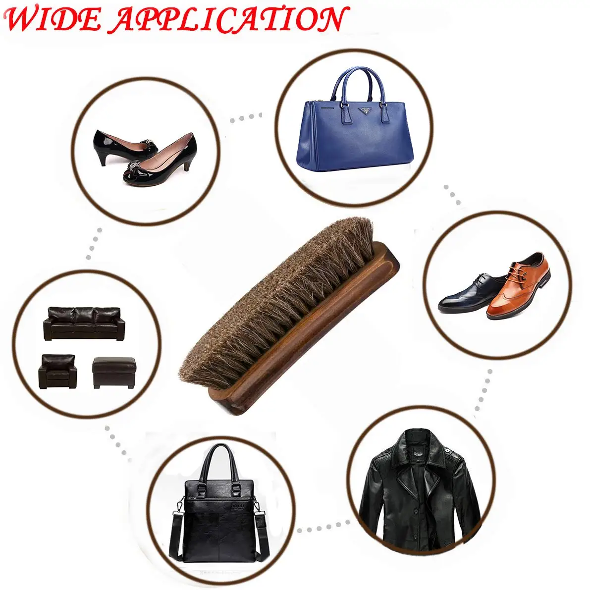 1 Pcs Horse Hair Brushes Shine Buff Polish Cleaner for Shoes Boots Coats Sofa Quickly Clean and Polish Leather and Suede