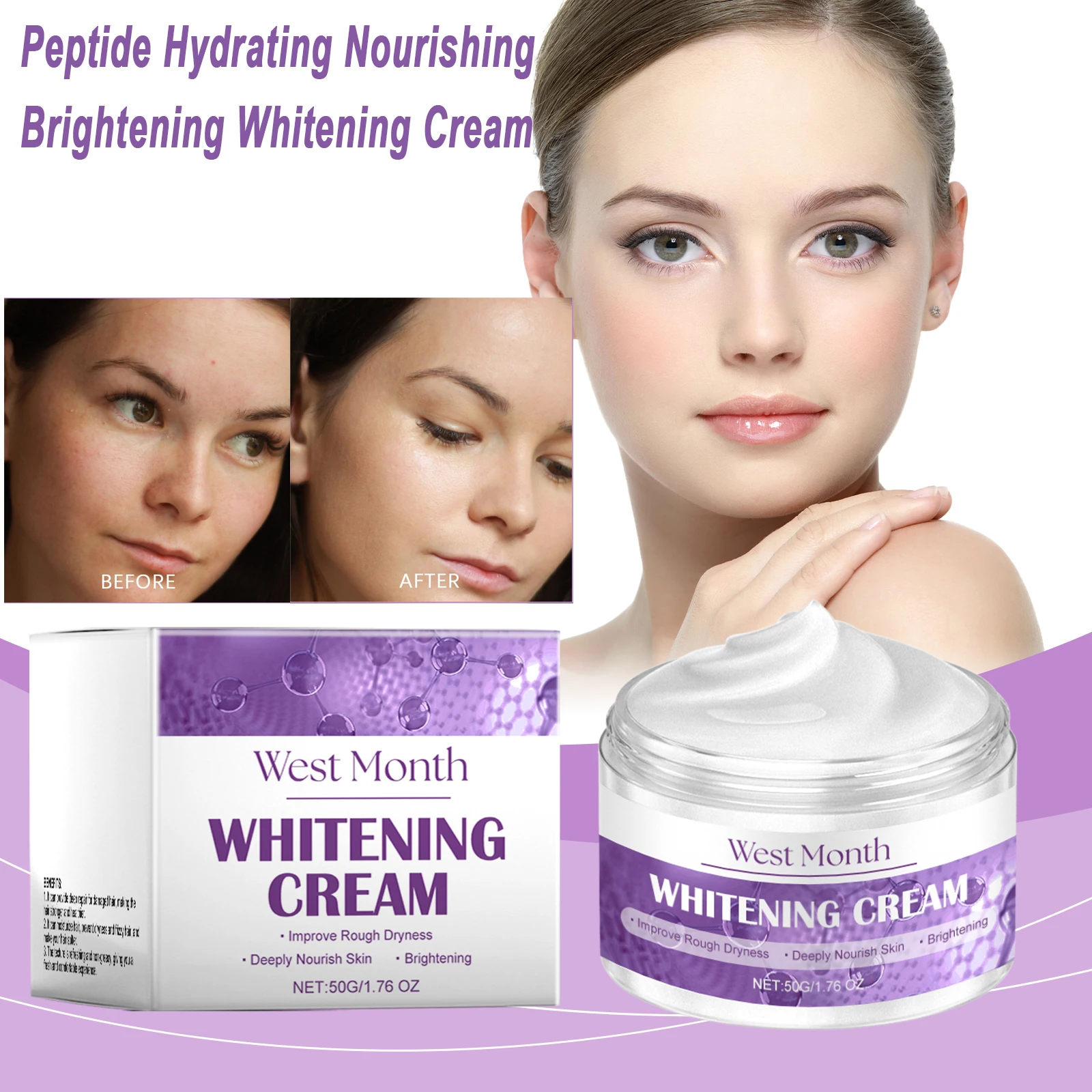 

Пептидный отбеливающий крем против меланина, выцветания пигментации, осветление темных пятен, разглаживающий, увлажняющий, питательный, осветляющий крем для лица