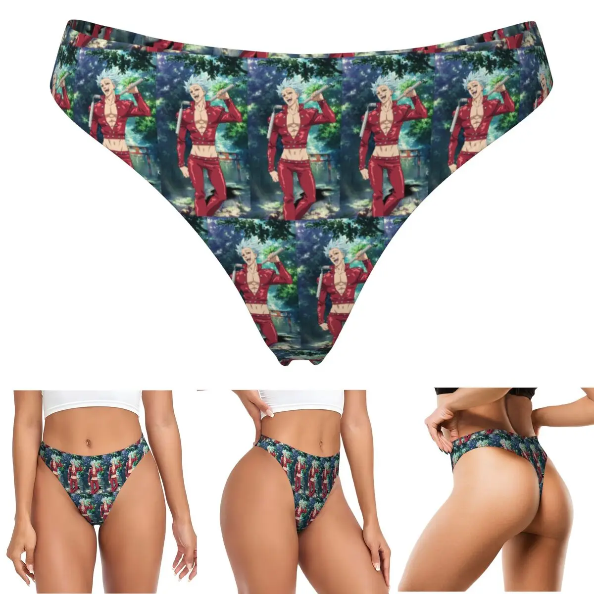 Image of Maßgefertigte Anime The Seven Deadly Sins G-String Slips Atmungsaktive Damen Stretch-Tangas Komfortable Unterwäsche