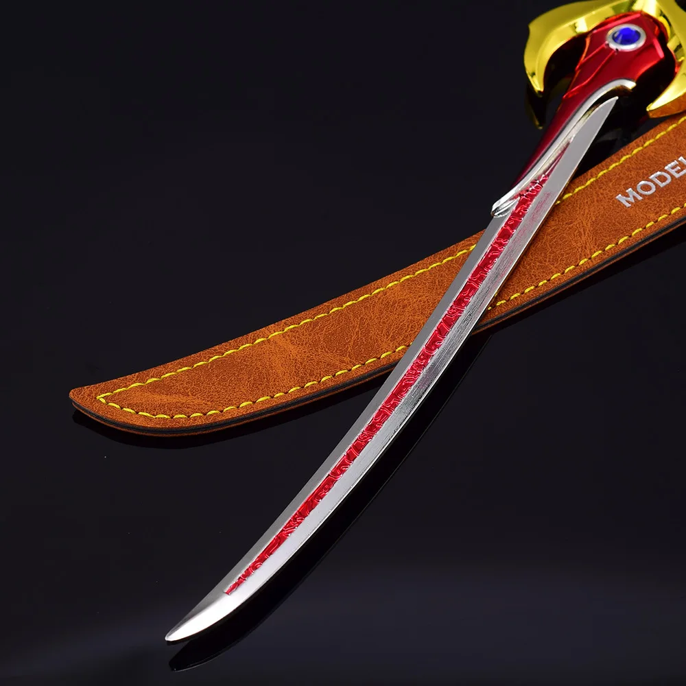 Modello di armi periferiche anime Knight giapponese Flame Knife 30CM custodia in pelle versione interamente in metallo oggetto di visualizzazione artigianale regalo prop