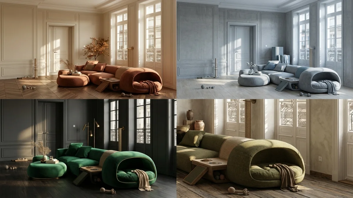 Custom Curved Modular Sofa With Pet House Modern Minimalist Living Room Furniture Designer Sectional Couch OEM