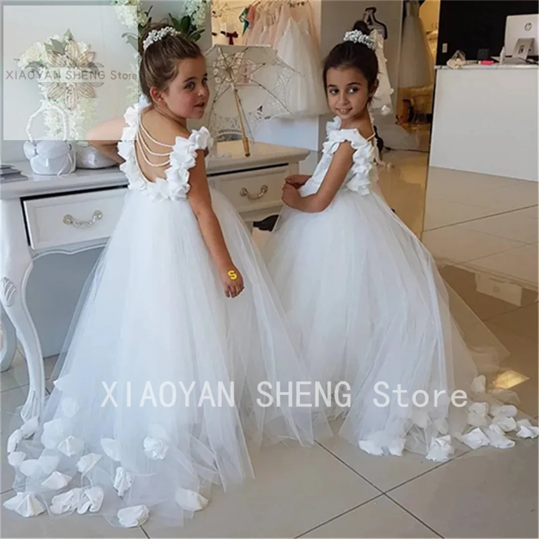 

White Ivory First Communion Dress Girls Water-soluble Lace Infant Toddler Pageant Flower Girl Dresses For Weddings And Party