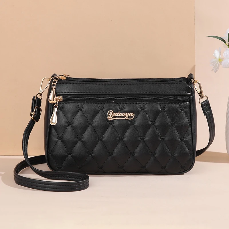 New Fashion Simple Women's Crossbody Bag Solid Diamond Checker Shoulder Bag