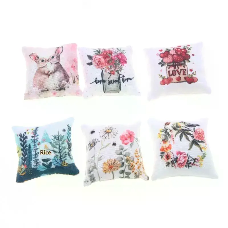 Maison de poupée, chambre à coucher, canapé, scène BJD, Micro modèle artisanal décoratif, oreiller de pâques Miniature, cadeau de Festival à domicile, 2 pièces