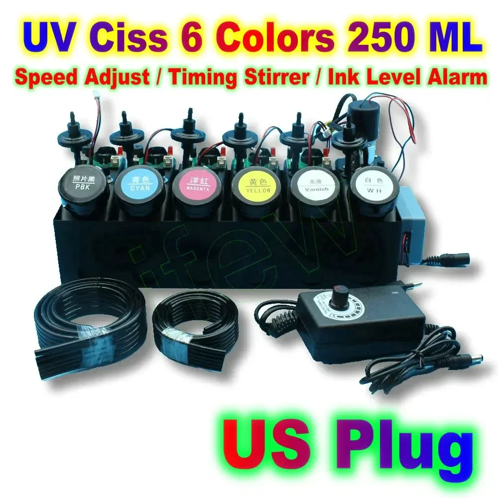 Printer UV 6 Ink Tank DTF Ciss System With Stirrer Kit Ink Level Sensor Alarm Ink Tank Printer Modify UV Continuous Device Tool