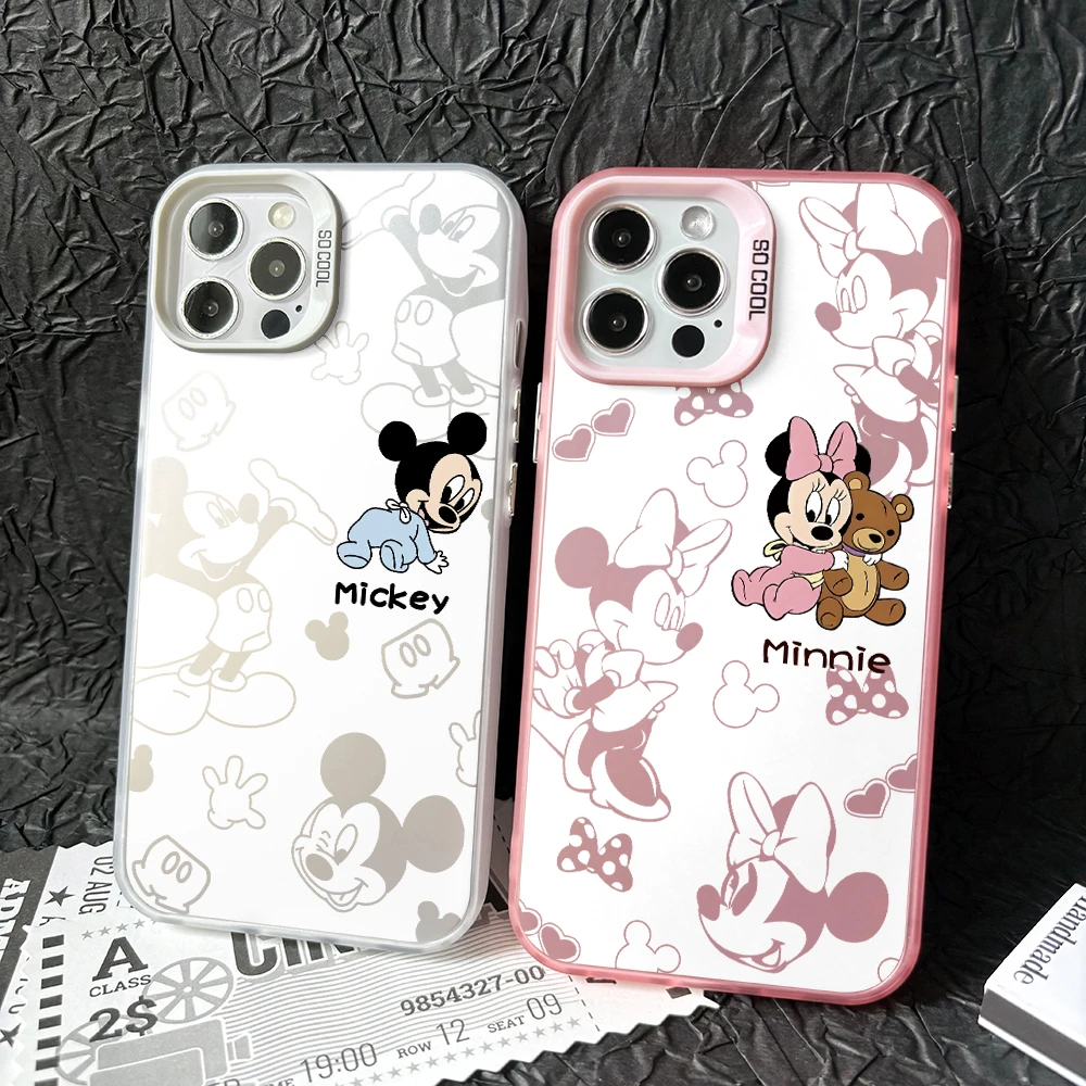 Cute Mickey Minnie Baby Phone Case for Vivo Y50 Y33s Y30 Y22 Y21 Y21s Y21t Y15s V29 V25 S17 S12 Pro 5G Colorful Silve Cover