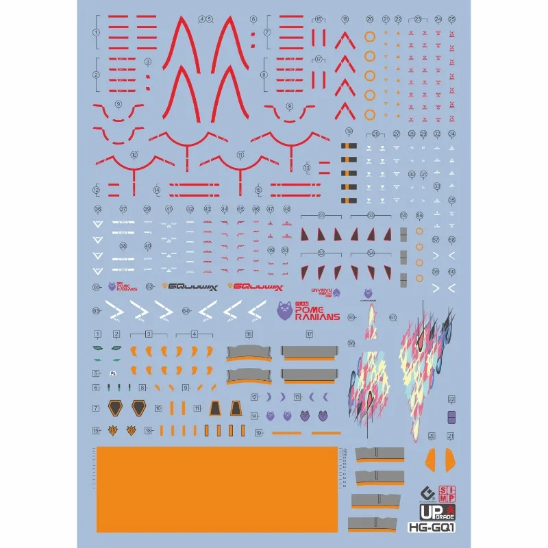 

EVO Water Slide Decals HG-GQ1 for HG 1/144 for GMS-Ω GQuuuuuuX Mobile Suit Fluorescence Water Stickers Hobby DIY Upgrade Parts