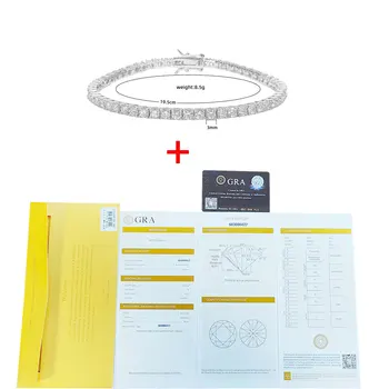 Nuoya VVS1 Certified Moissanite Bracelet Tennis 3/5MM Width Moissanite Pass Diamond Test…