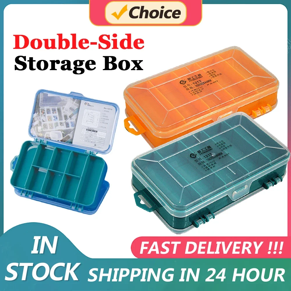 Double-Side Plastic Tool Storage Case Hardware Parts Storage Box Organizer Transparent Box For Jewelry Earrings Nuts Bolts Screw