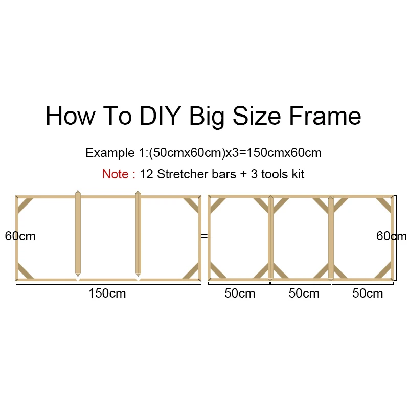 Wooden Canvas Frame Kit Custom DIY Large Size Natural Pine 100x150cm for Wall Poster Photo Picture Home Decoration Wholesale