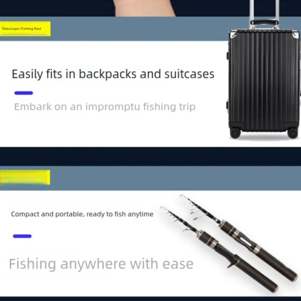 コンパクト釣竿カーボンファイバーロッド-15-メートル釣竿コンボ強化感覚技術高密度カーボン布キャスティング用