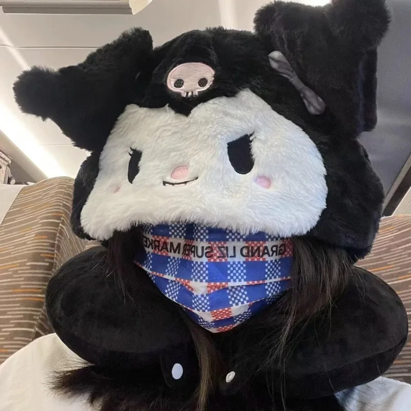 Kitty Hooded U-shaped Pillow Travel Pillow Cute Hooded Neck Pillow Portable Sleeping Artifact Airplane Car Outdoor Essential. view 5