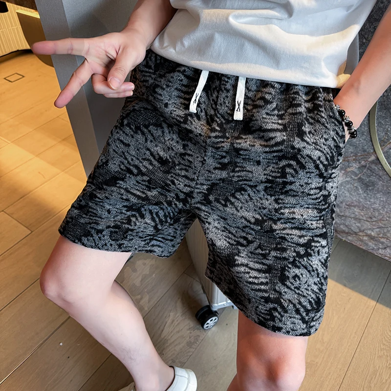 

Summer Thin Straight Leg Beach orts Men's Loose Fit Five-Quarter Spor Casual Pants Youthful Energy Pure Color